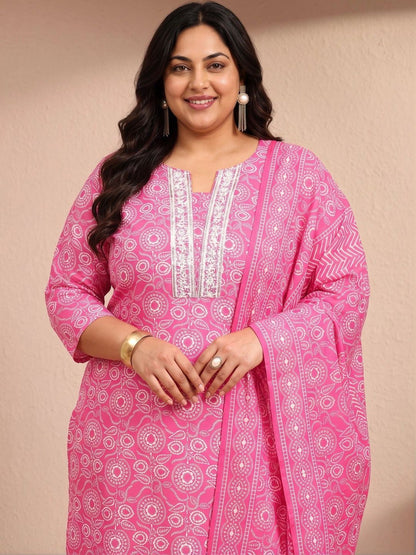 Women Ethnic Motifs Printed Regular Thread Work Kurta with Trousers & With Dupatta