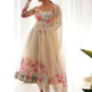 Floral Printed Silk Anarkali Kurta With Trousers & Dupatta