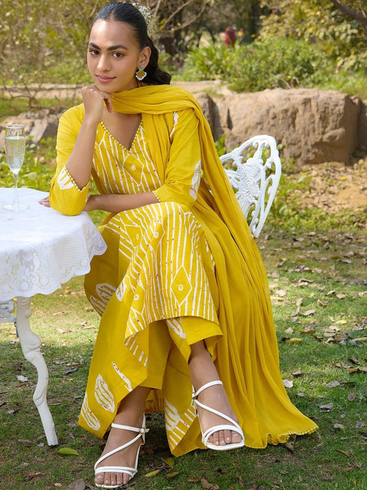 Women Ethnic Motifs Printed Pure Cotton Kurta With Trousers & Dupatta