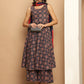 Floral Printed Round Neck Pure Cotton Anarkali Kurta With Palazzos & Dupatta