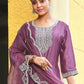 Ethnic Motifs Yoke Design Panelled Sequinned Kurta with Trousers & With Dupatta