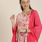 Women Printed Pleated Pure Cotton Kurta with Trousers & With Dupatta