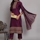 Women Purple Silk Blend Kurta Pant Dupatta Set