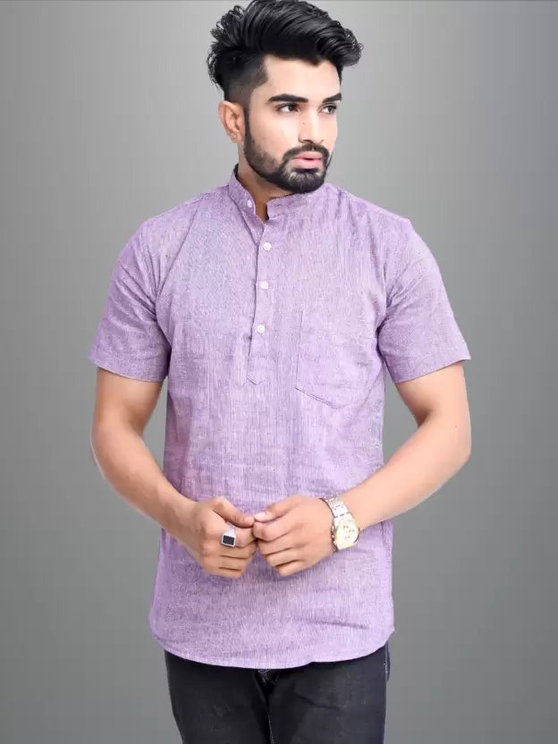 Men Solid Cotton Blend Straight Kurta