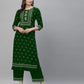 Women Green Viscose Rayon Kurta and Palazzo Set