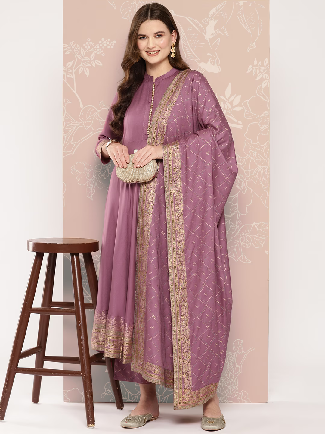 Women Ethnic Motifs Printed Empire Kurta with Palazzos & With Dupatta