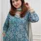 Women Blue Pure Cotton Kurta Pant Dupatta Set