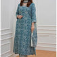 Women Blue Pure Cotton Kurta Pant Dupatta Set