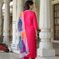 Women Pink Cotton Blend Kurta Pant Dupatta Set