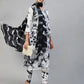 Tie- Dye Printed & Embroidered Straight Kurta with Pants & Dupatta - White & Black