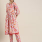 Women Printed Pleated Pure Cotton Kurta with Trousers & With Dupatta