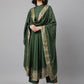 Green Anarkali Printed Kurta with Palazzos & With Dupatta