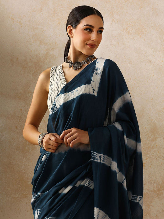 Tie and Dye Pure Cotton Saree with Unstiched Blouse