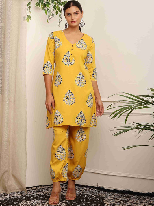 Floral Embroidered A-Line Kurta With Salwar