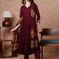 Women Maroon Cotton Rayon Kurti Pant Set