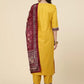 Women Yellow Cotton Blend Kurta Pant Dupatta Set