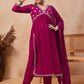 V-Neck Three Quarter Sleeves Floral Embroidered Empire Sequinned Kurta Set