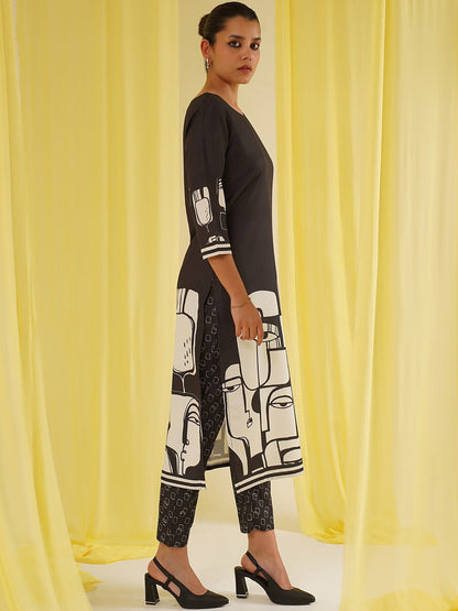 Women Printed Regular Kurta with Trousers - Amy's Cart