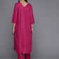 Women Magenta Solid A-Line Kurta & Trousers set