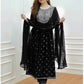 Women Black Viscose Rayon Kurti Pant Dupatta Set