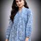 Women Printed Pure Cotton Straight Kurta  (Blue)