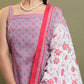 Mauve Floral Printed Straight Kurta with Trousers & Dupatta