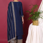 Blue Ethnic Motifs Embroidered Regular Gotta Patti Kurta With Palazzos & Dupatta