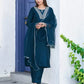 Women Blue Silk Blend Kurta Pant Dupatta Set