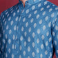 Men Blue Ethnic Motif Printed Straight Kurta