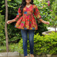 Floral Printed Bell Sleeve Cotton Empire Top