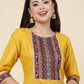 Women Yellow Cotton Blend Kurta Pant Dupatta Set