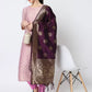 Women Baby Pink Cotton Blend Kurti Pant Dupatta Set