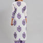 Floral Printed V-Neck Regular Pure Cotton Kurta With Salwar & Dupatta