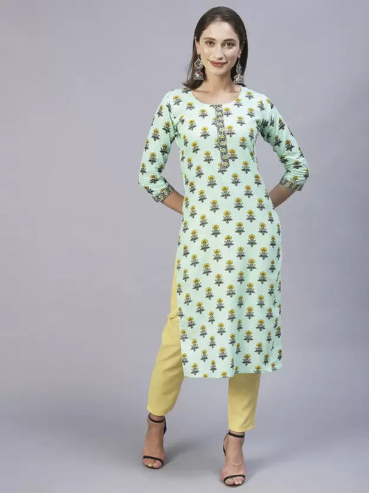 Women Green Pure Cotton Kurta Pant Set