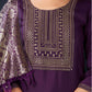 Women Purple Cotton Blend Kurta Pant Dupatta Set