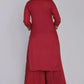 Women Red Viscose Rayon Kurti Palazzo Dupatta Set