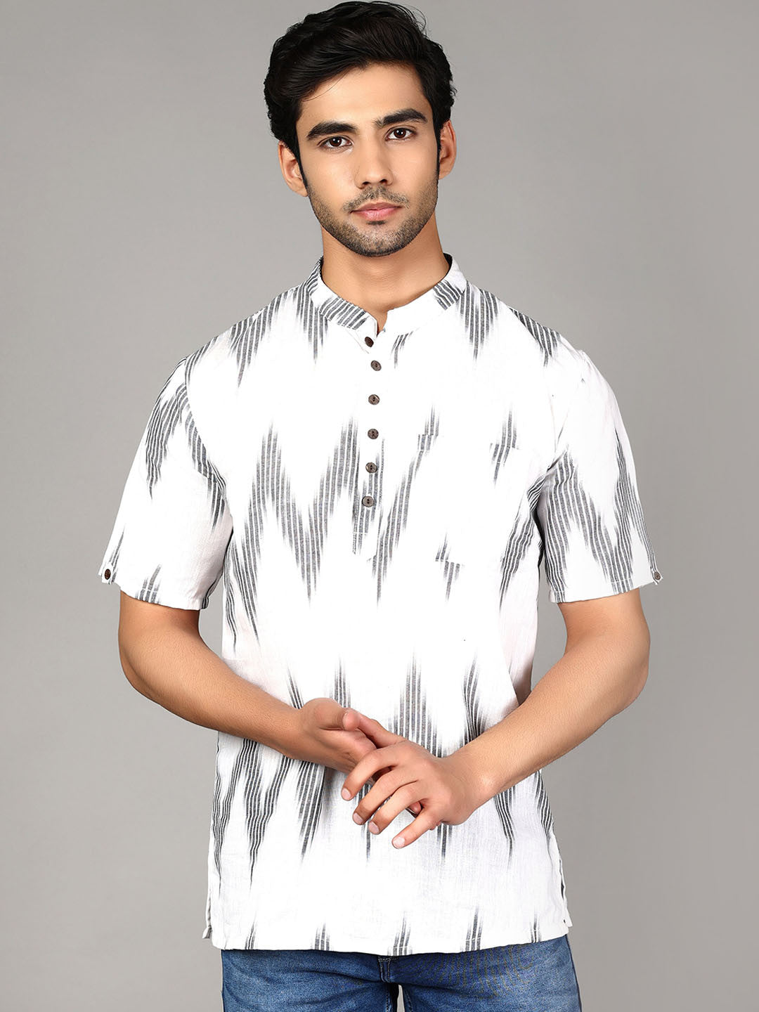 Men Geometric Printed Pure Cotton Kurta