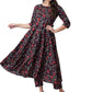 Women's Rayon Printed Black Anarkali Kurta with Palazzos Pants and Dupatta Set