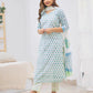 Women Cotton Blend Blue Kurta Pant Dupatta Set