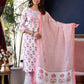 Women Pink Viscose Rayon Kurta Pant Dupatta Set