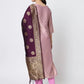 Women Baby Pink Cotton Blend Kurti Pant Dupatta Set