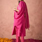 Ethnic Motifs Embroidered Straight Kurta With Trousers And Dupatta