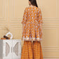 Women Mustard-Orange Cotton Rayon Kurta Sharara Dupatta Set