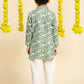 Boys Paisley Printed Mandarin Collar Pure Cotton Kurta With Trousers