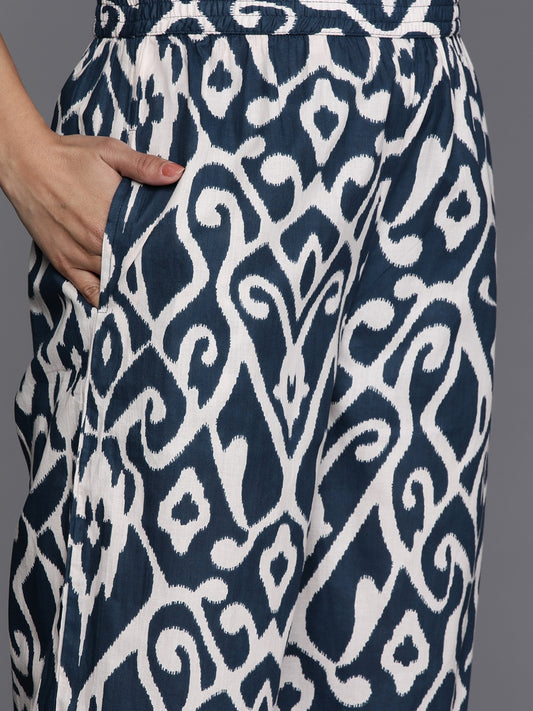 Ikat Printed Pure Cotton Kurta with Palazzos