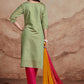 Ethnic Motifs Embroidered Sequinned Chanderi Silk Kurta With Trousers & Dupatta