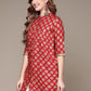 Red & Beige Geometric Printed Kurti