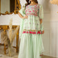 Floral Embroidered Thread Work Top with Sharara & Dupatta