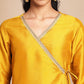 V Neck Three-Quarter Sleeves Wrap Angrakha Gotta Patti Kurta with Trousers