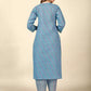 Women Blue Cotton Blend Kurta and Pant Set